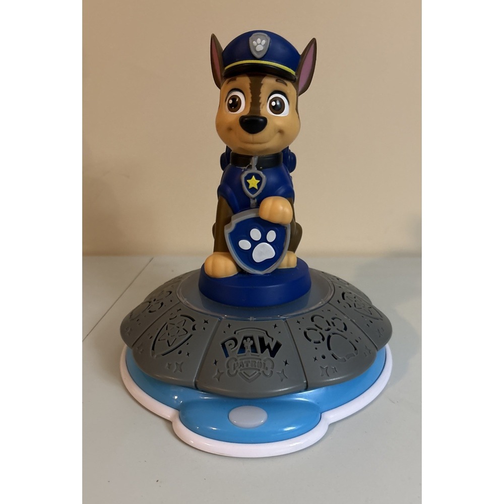 Paw Patrol Chase The Police Dog 10" Talking Spinning Night Light Table Lamp
